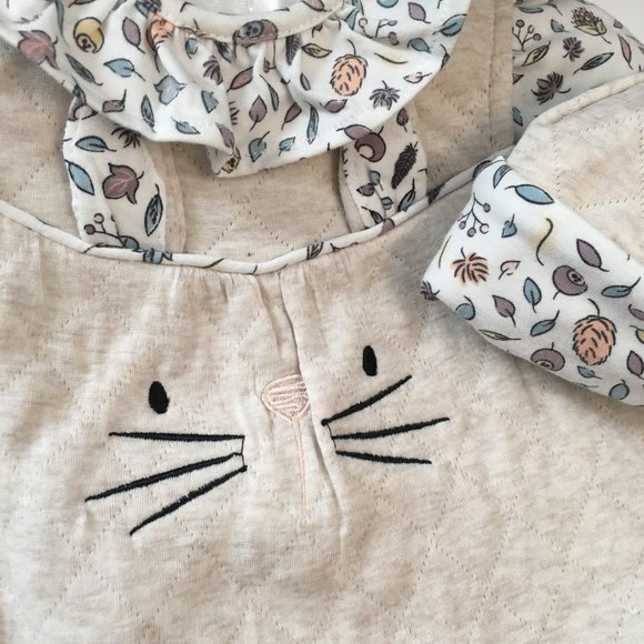 Dylan & Abby NEW Baby Girl 3 Piece Set Bunny Overalls Top Hat Size 6 to 9 Months - Picture 6 of 17